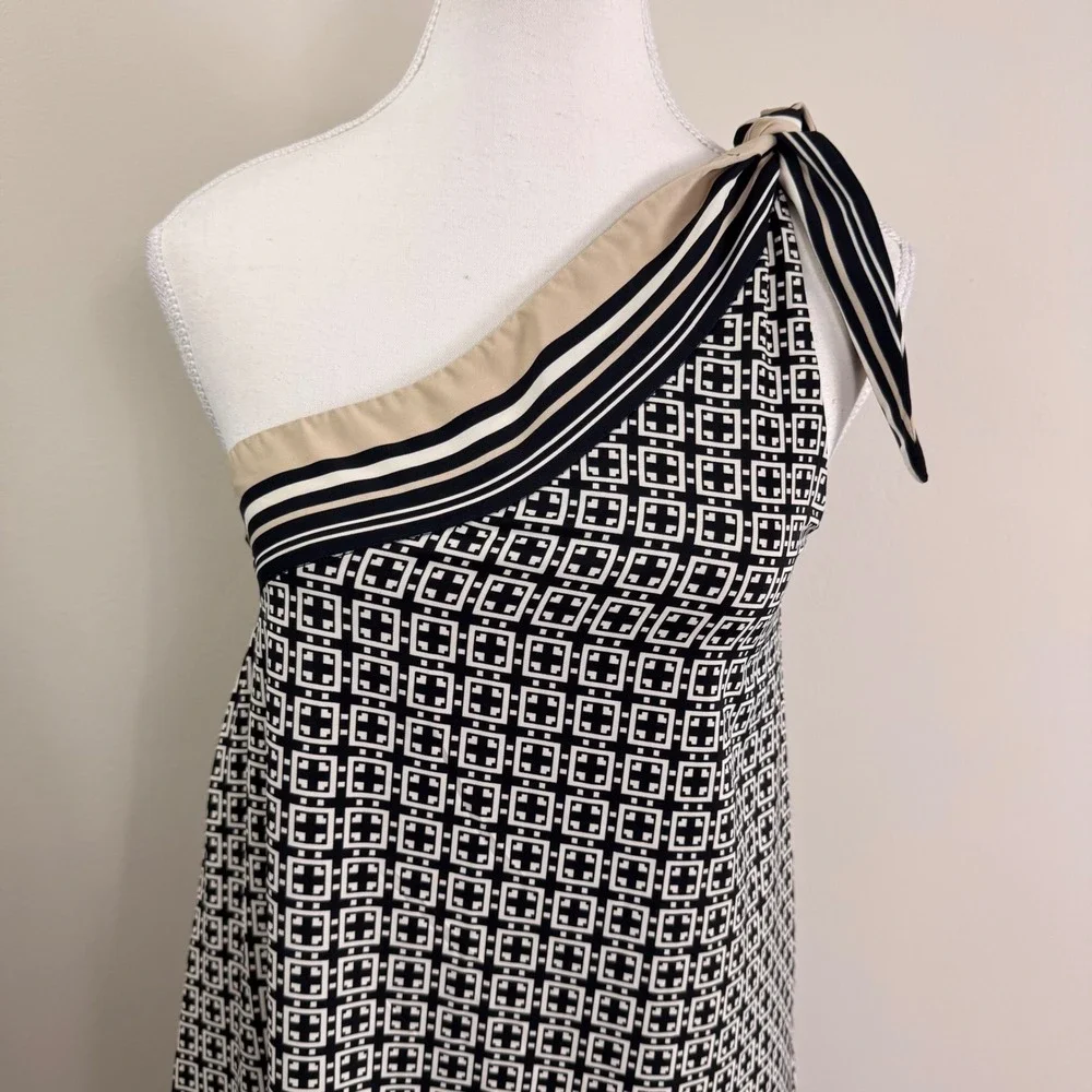 Abercrombie Fitch Geometric One Shoulder Maxi Dress Tie Detail Lined Size XSP